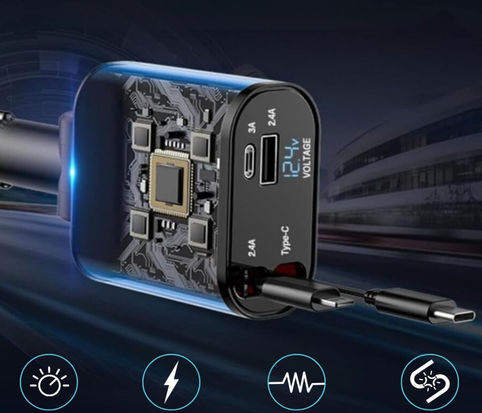 CARGADOR 4 EN 1 DE COCHE