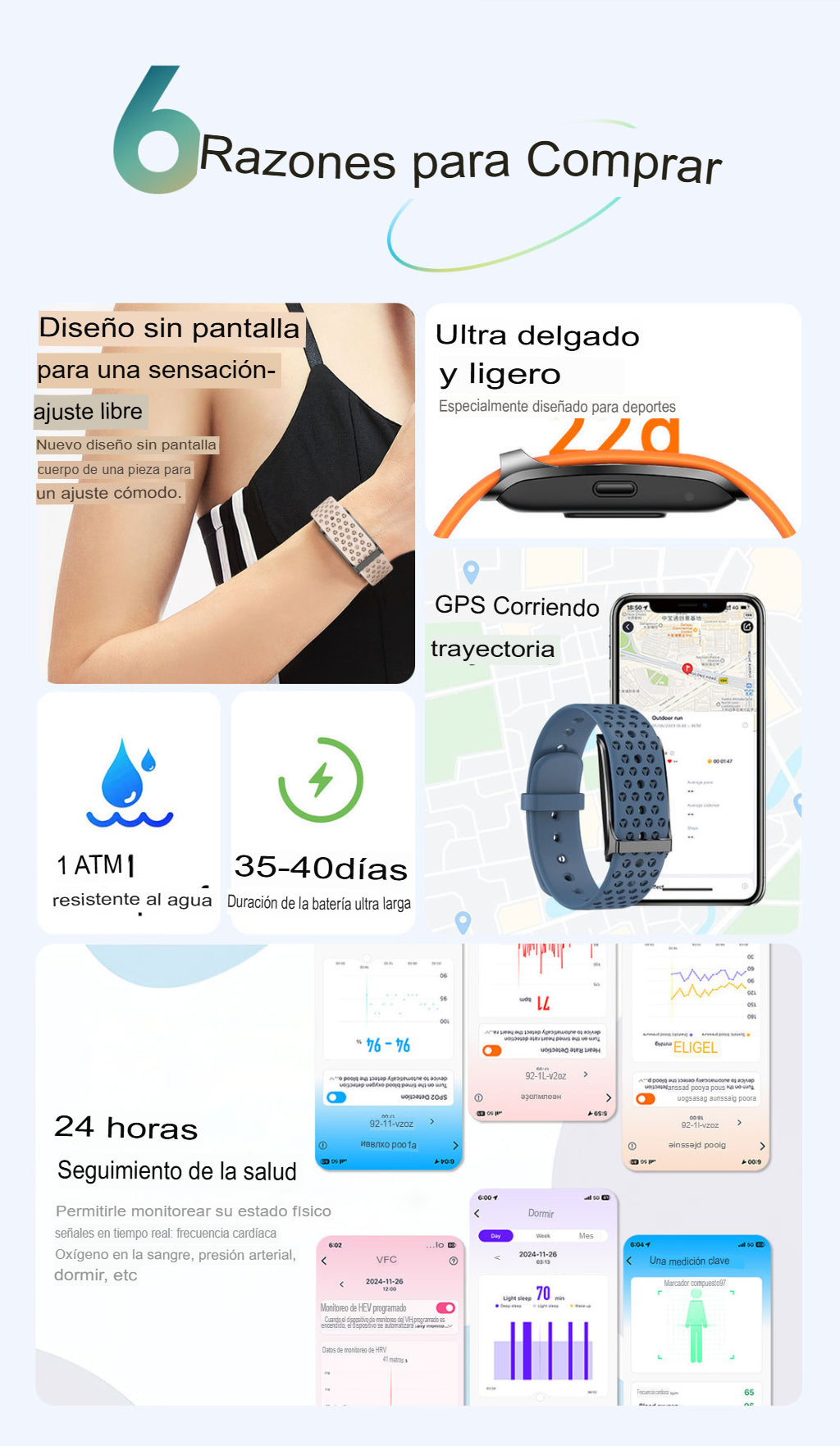 Reloj Inteligente Sin Pantalla – Smartband Deportiva Multifuncional
